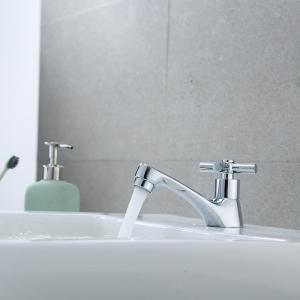 ODM Single Cold Water Basin Tap Brushed Chrome Cross Handle