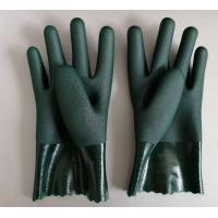 China EN374 Sandy Finish Double Dipped Pvc Knit Wrist Gloves Fully Coated on sale