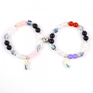 China 8MM Multi-Color Natural Crystal Friendship Jewelry Distance Bracelet Hearts Magnets Bracelet For Gift supplier
