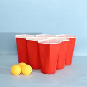 16OZ Red Plastic Shot Glasses PP Disposable Party Glasses Hexagon Beer Pong Cups