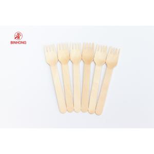 Cake Disposable Wooden Cutlery Set Spoon / Fork / Knife Individual Paper Wrapped