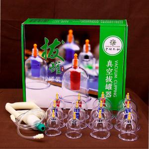 Os copos colocando transparentes dobro ajustaram o grupo colocando de Hijama da sução manual plástica