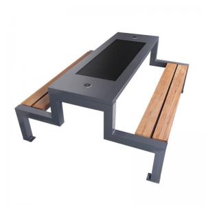 Outdoor Solar Multifunctional Table Bench Metal Solar Panel Bench With LED Light