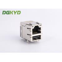 China Industrial Dual Deck USB Rj45 Connector Cat 5e Rj45 Connector With USB , G/Y LED on sale