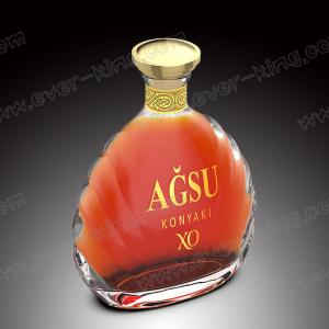 Liquor Wine Cognac Flat Flask Glass Bottle 750ml With Cork Stopper