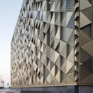3D Triangle Perforated Metal Wall Cladding Decor Aluminium Panel Facade
