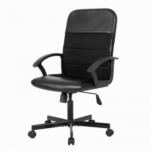 China Black Leather Office Chair With Armrest Zipper , Wearable Swivel Computer Chair supplier