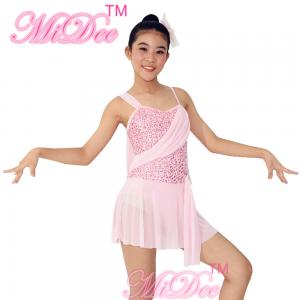 China Drop Waist Sequin Modern Lyrical Dance Costumes With Flying Tape Bodice supplier