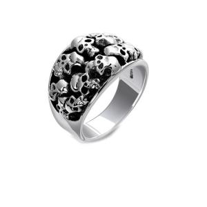 China Thai Vintage Sterling Silver Skeleton Skull Men's Band Ring (R6030808) supplier
