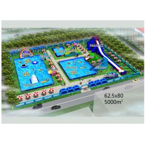 China Puncture - Proof Inflatable Water Parks / Amusement Park Commercial Blow Up Water Slides supplier