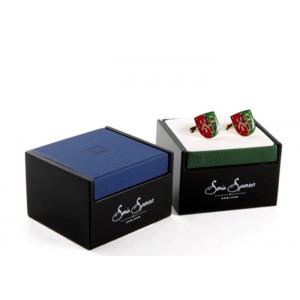 China Leatherette Navy Gift Packing Box Blue Paper Cufflink Box Packaging supplier