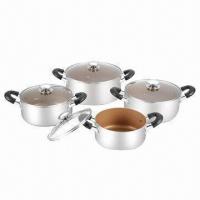8-piece Forged Aluminum Cookware Set with Fashionable Handle, OEM Orders are Welcome, Nonstick 
