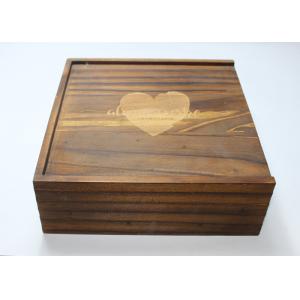 China Laser Engraved Logo Custom Wood Photo Box , Roast Color Wedding Album Presentation Box supplier