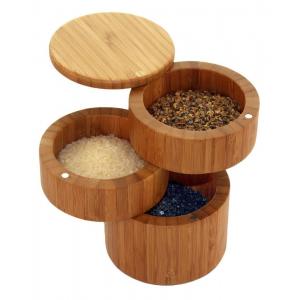 Round 3 Tiered Natural Bamboo Storage Drying Boxes With Removeable Lids