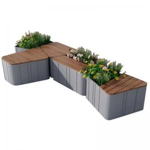 Modern Wooden Garden Bench With Planters Comfortable Patio Bench Hairline