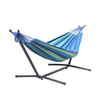 China Blue Outdoor Single Stand Hammock , Cotton Rope Hammock Easy Assembly on sale