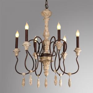 China French style wooden chandeliers hanging light for indoor lighting (WH-CI-65) supplier