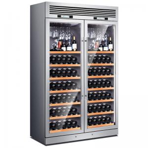 High-End Silver Metal Wine Cabinet Tall Wood Matte For Wine Cellar