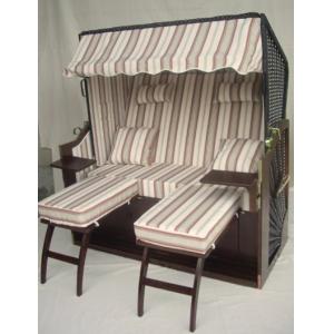 Outdoor Garden Dark Brown Roofed Wicker Beach Chair & Strandkorb With Cushion