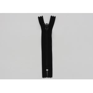 China Short Skirt 4 Inch Metal Dress Zips Semi - Auto Lock Black Tape Close End Brass Zipper supplier