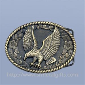 Metal old time style antique brass oval American eagle emblem belt buckle for men belt,