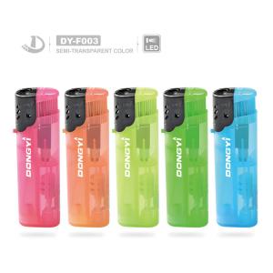 China Plastic Windproof Cigarette Lighter with LED Semi-Transparent Color and LED Light wholesale