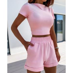 Solid Color Sexy Sports Outfits Tight Sexy Fashion Leisure Sports Suit Woman