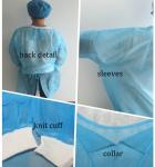 18gsm Disposable Isolation Gown , spunbond blue Polypropylene Isolation Gowns