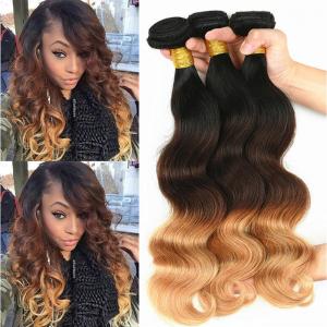 China 100% Real Brazilian Ombre Human Hair Body Wave No Shedding Color 1b / 4 / 27# supplier