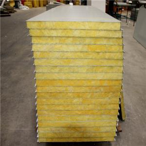 China good sound insulation 35kg / m3 50mm grey white double steel glass wool sandwich panel supplier