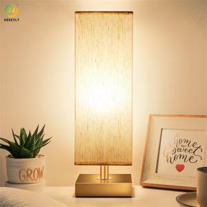 China Nordic Eye Protection Solid Wood LED Bedside Table Lamp With Square Linen supplier
