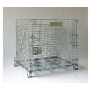 China Collapsible Wire Mesh Container Rolling Metal Storage Cage With Wheels supplier