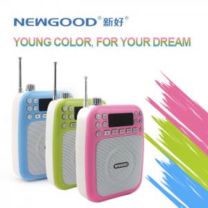 NEWGOOD cheap LED screen pink green USB/TF/SD Card Audio Player Speaker with voice amplifer,voice recorder and FM radio
