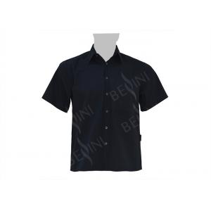 Men's 65%Polyester 35%Cotton Poplin Work Shirt Short Sleeve Black