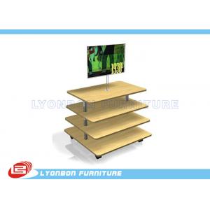China Customize MDF Wooden Gondola Display Stands Retail Fixtures With 4 Layers supplier