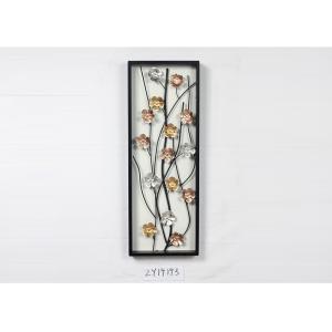 Wooden Framed Metal Floral Design Wall Art Decoration For Home Gallery Hotel