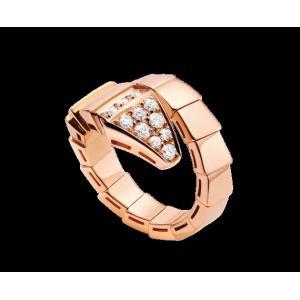  Serpenti 18 kt pink gold ring with pavé diamonds Ref. AN855318