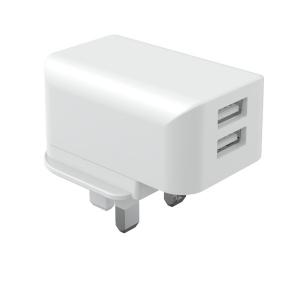 China 2 USB Port 5V2.4A RoHS UL Uk Travel Charger Fireproof PC supplier