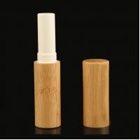 China Economical 4.5g bamboo color plastic PP wooden cover round OEM lipstick tube cosmetic packaging on sale