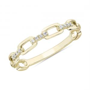 9K Rose Gold With Silver Diamond Link Fashion Ring For Women