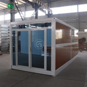 Windproof And Warm 20ft Fold Out Container Homes Wood Grain Glass Manufacturer