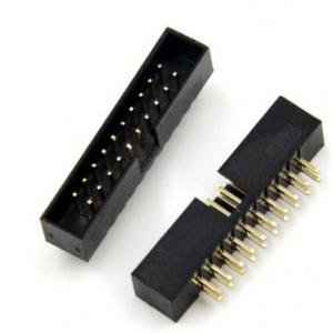China 2.54mm Shrouded Box Header IDC Socket Connector 2X10PIN  Black With Golden Or Sliver Pins supplier