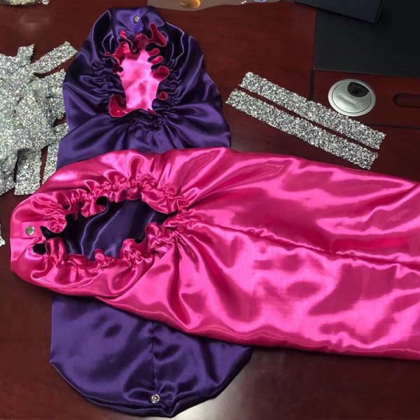Hot Pink Purple Satin Sleep Turban For Curly Hair 33 Inches