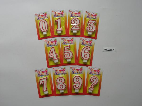 Simple Small Number Candles With Red Edge For Kids Birthday / Wedding Anniversar