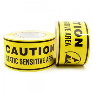 China Caution Electronic Packing ESD Warning Tape  PVC Protection Acrylic Adhesive Tape supplier