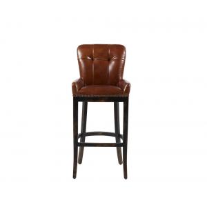 China Wooden Frame Leather Counter Height Stools Wooden Legs Full Handwork Craft supplier