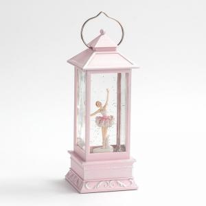 China Pink Ballet Girl 25*10cm Music Lantern Snow Globe supplier