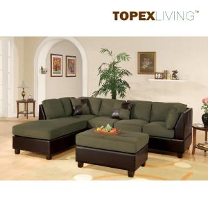 China Microfiber Sectional Sofa 2pc Set Sofa Couch Chaise Sofa Set with Ottoman,L shaped Fabric Corner Sofa Set with Pillows wholesale