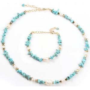 KC Jewelry Turquoise Pearl Bracelet Baroque Luxury Court Style