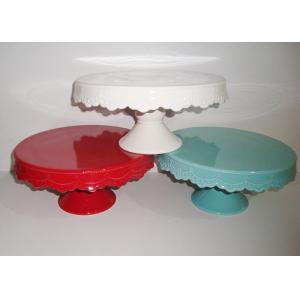 China Stoneware Solid Color Glazed Wedding Cake Stand , Dolomite Birthday Cake Plate supplier